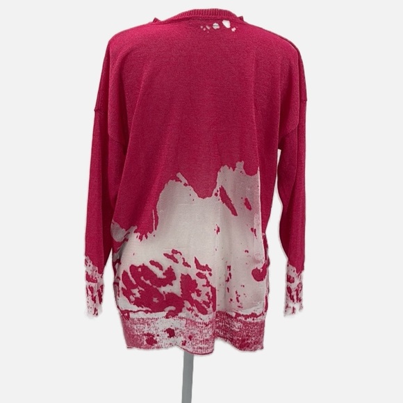 Diesel M Spots Oharw Long Sleeve Lurex Knit V Neck Top in Pink - Small-measured - Picture 6 of 13